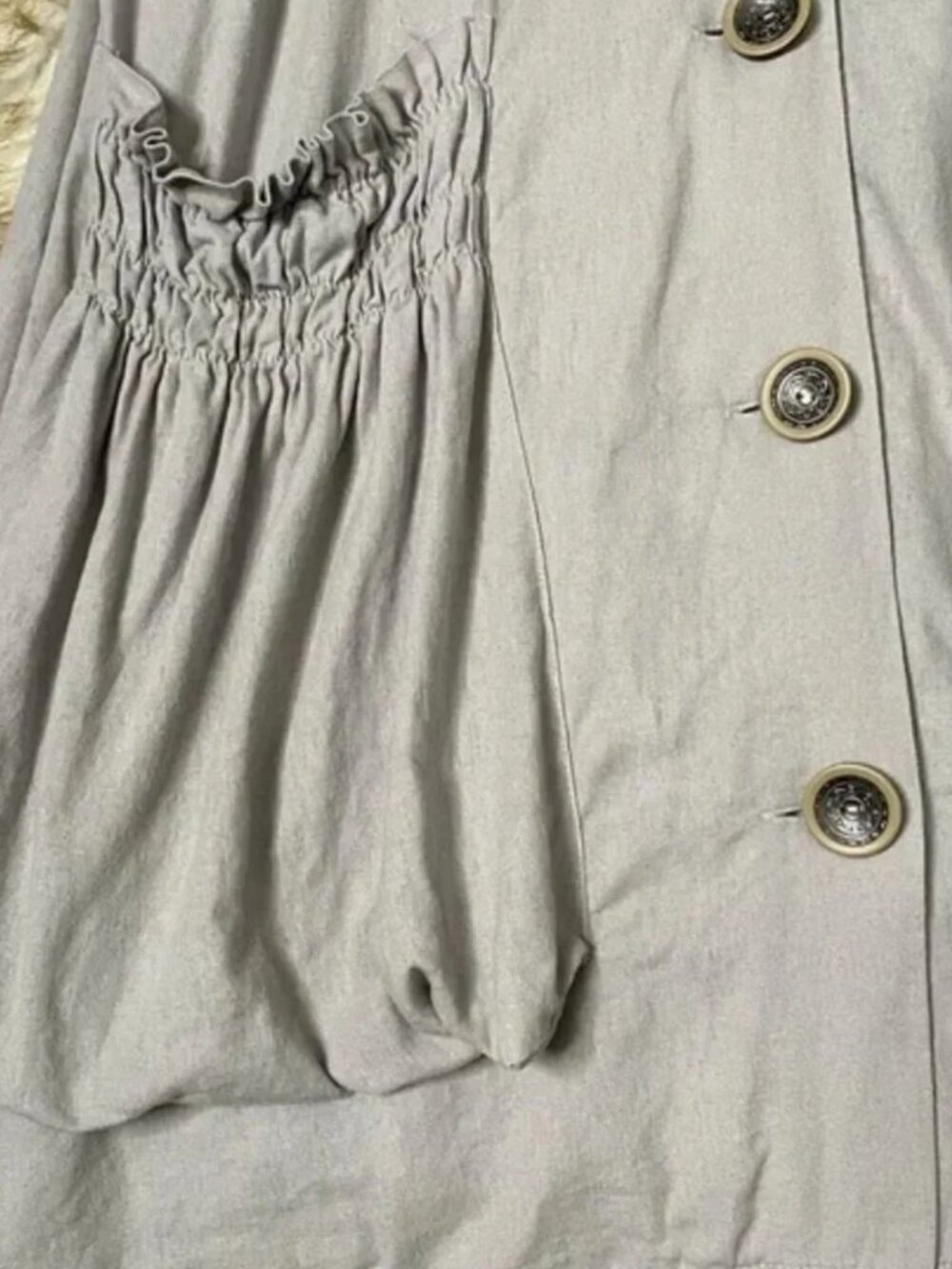 Forcynthia NWT Linen Blend Lagenlook Dress S Oatmeal Gray Oversized - Picture 3 of 8